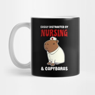 Easily Distracted by Nursing and Capybaras Cartoon Mug